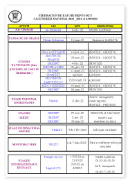 Calendrier National FKSR 2022-2023